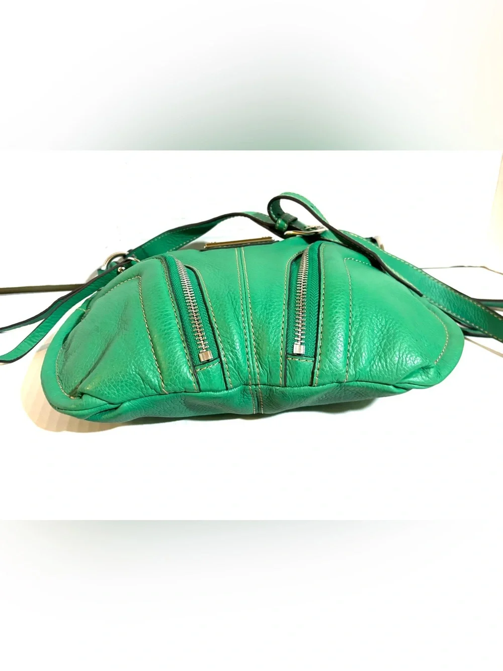 Francesco Biasia Emerald Green Leather Crossbody Bag